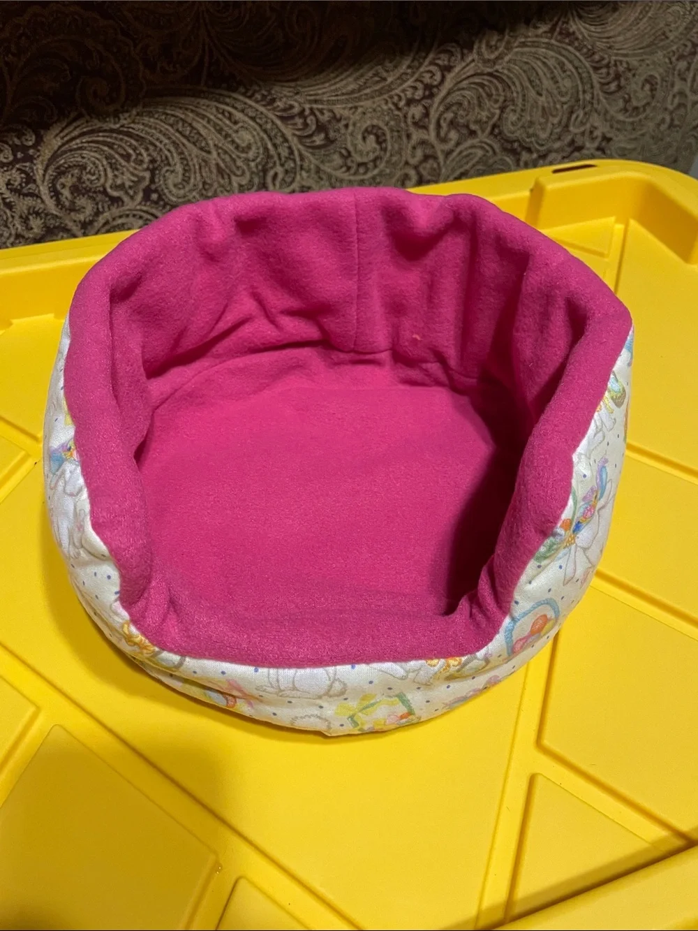 Bunny print cuddle cup for small pets